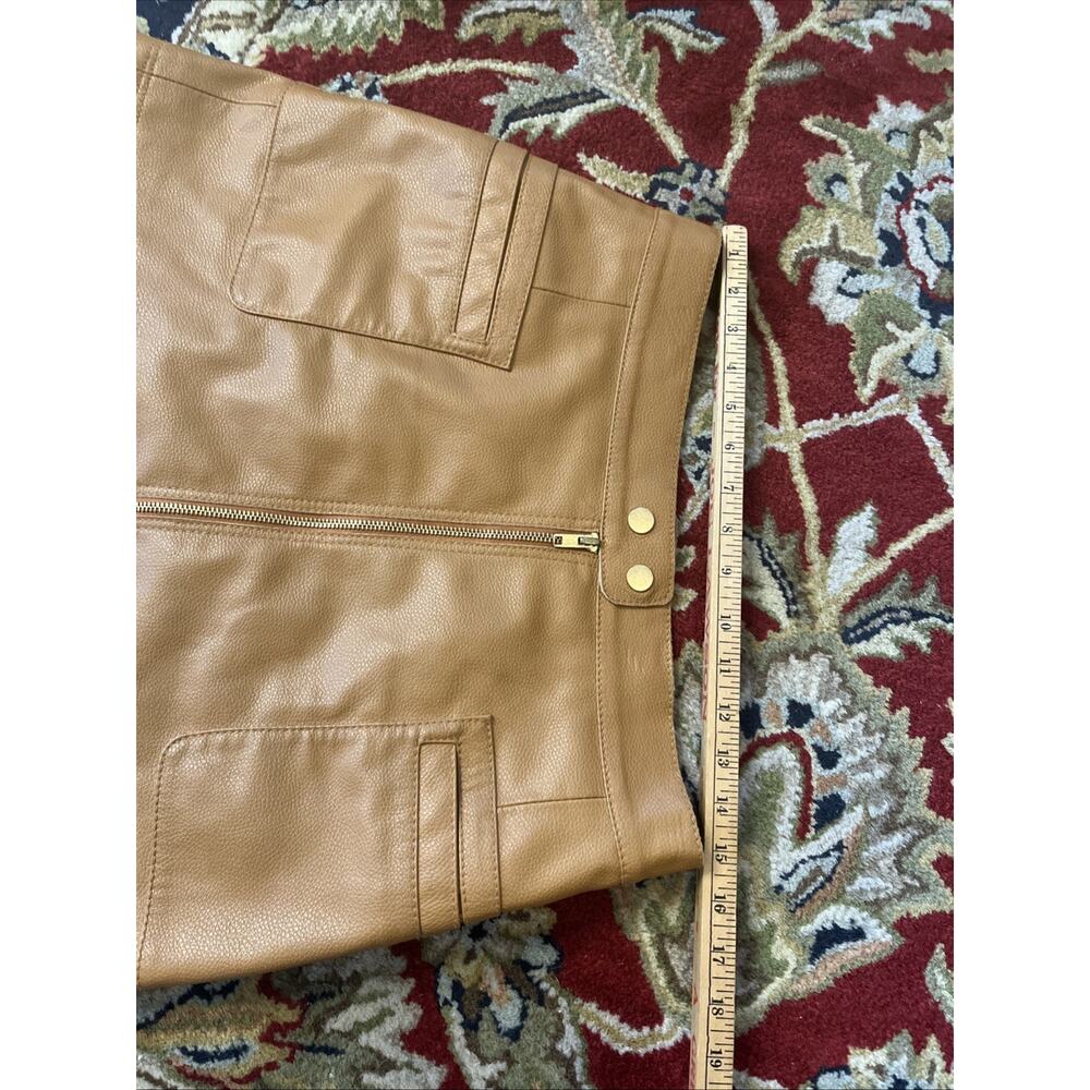 Free People 8 M Faux Vegan Leather Mini Skirt Camel Brown Boho Indie Festival - Picture 8 of 10